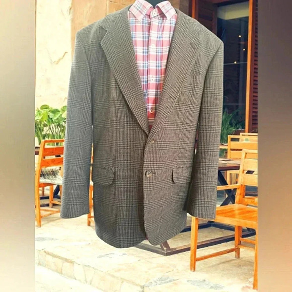 Vintage Wool Multicolored Chic Classic Retro Olive Green Size 42R Sport Jacket - Picture 1 of 8